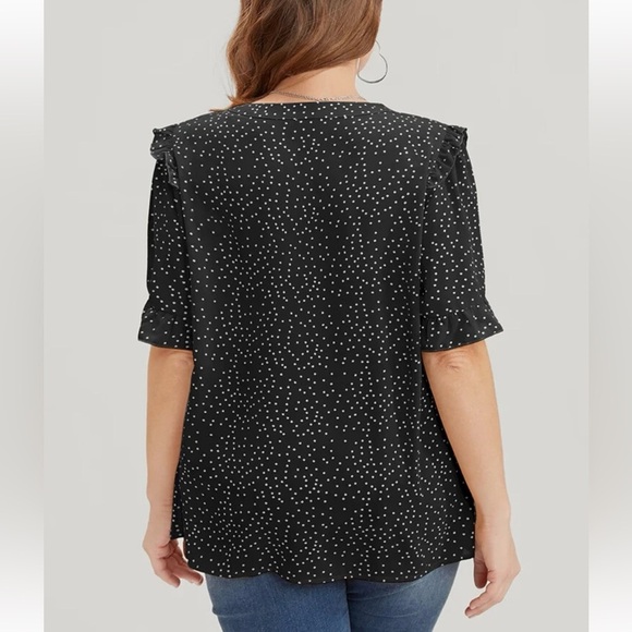 BloomChic Plus Size 2XL Polka Dot V Neck Ruffle Trim Blouse us18-20 - Picture 4 of 5